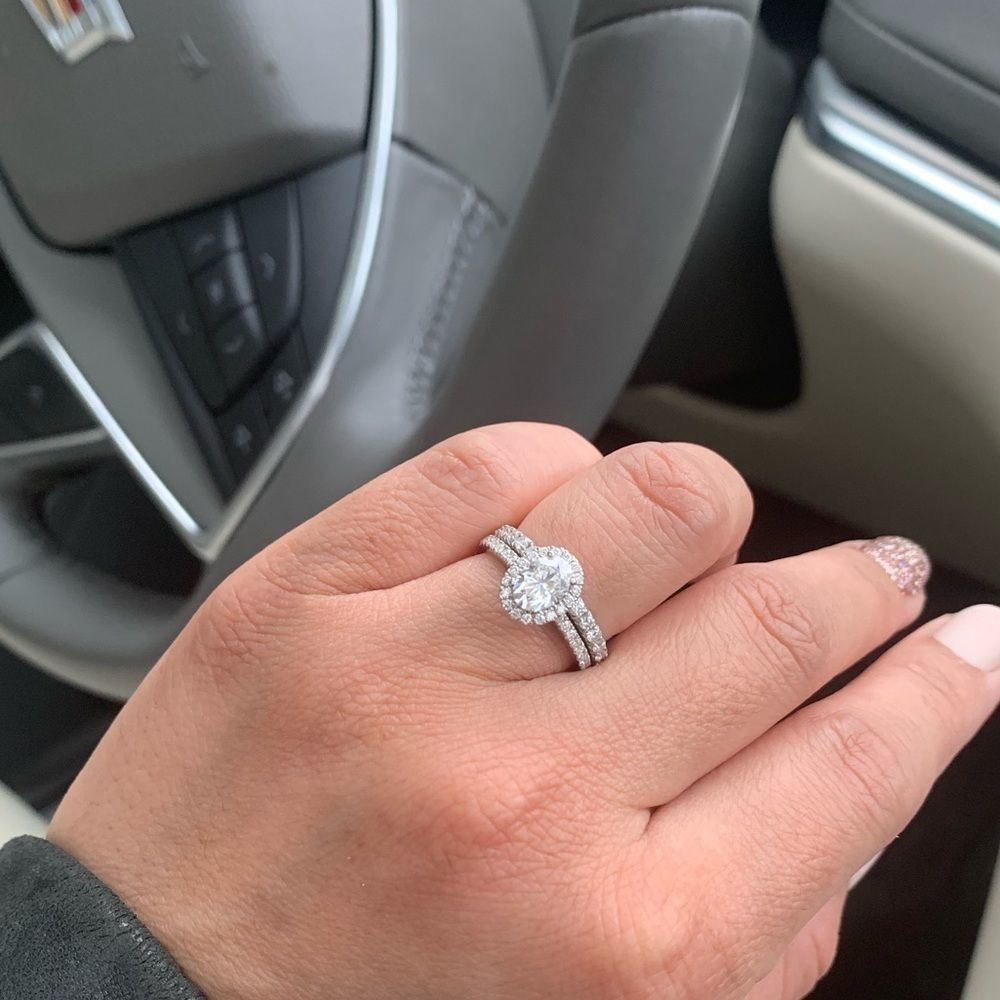 ♦️Rare oval halo moissanite diamond bridal ring♦️ - Picture 9 of 16
